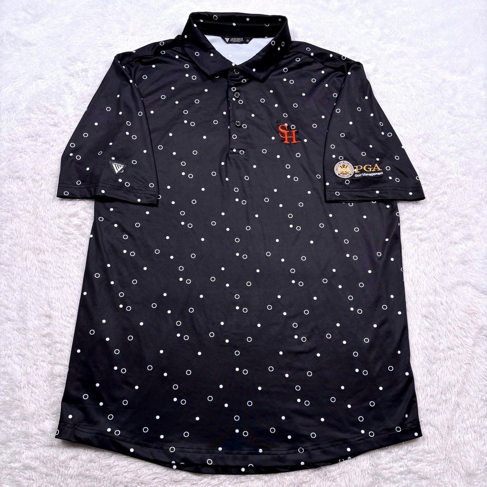 Sam Houston Bearkats Polo Men L Black Geometric Performance PGA Golf Management - Picture 2 of 11